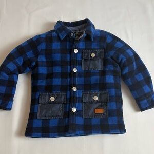 7 For All Mankind Blue and Black Plaid Jacket Sherpa Lined